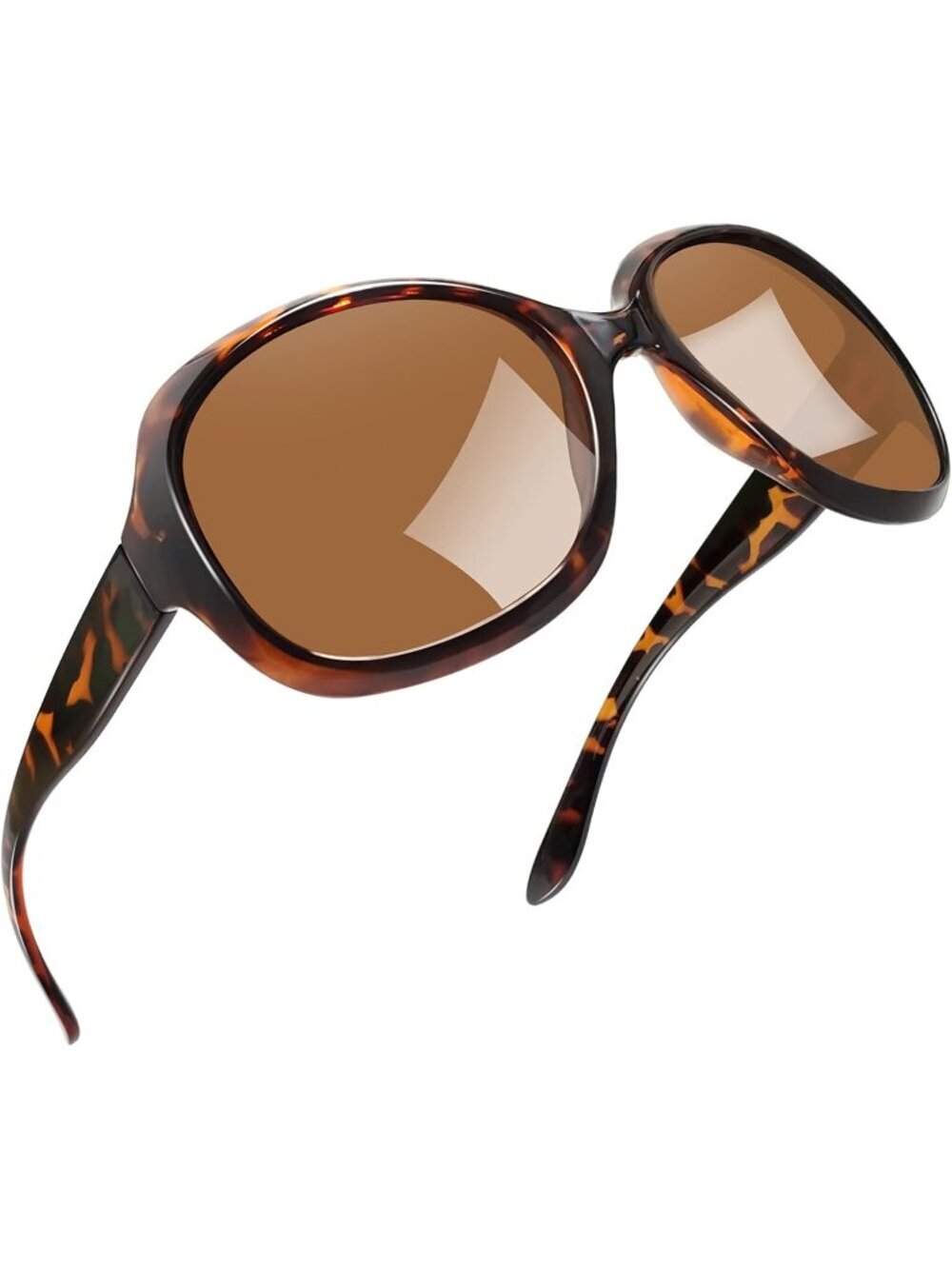 Women's Brown Polarized UV Protection Sun Glasses Trendy Big Wide Shades Driving